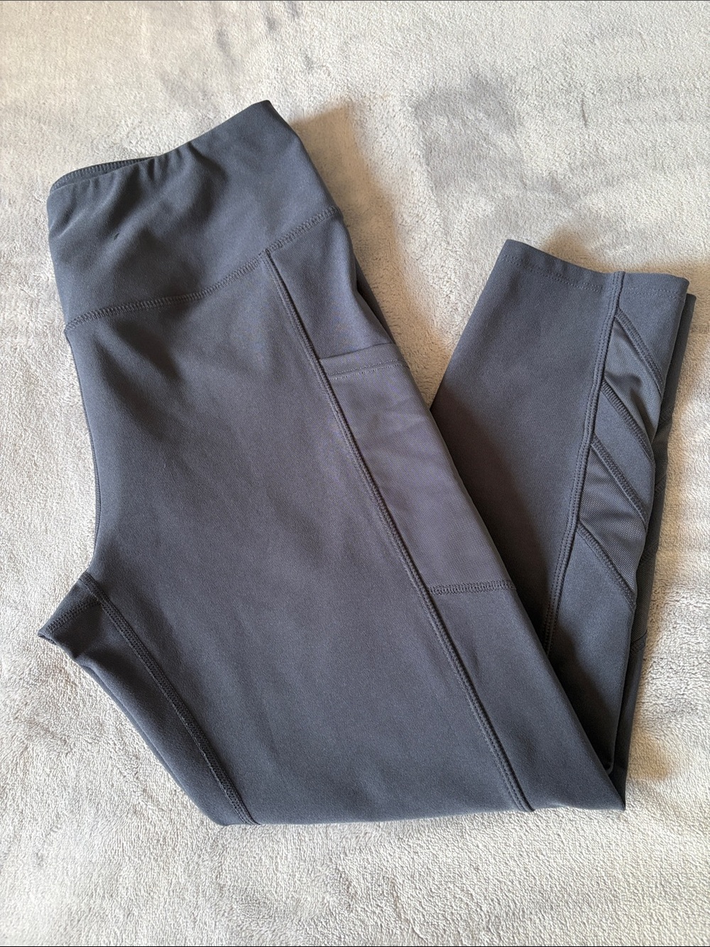High-Waist Charcoal Gray Athletic Leggings Capris